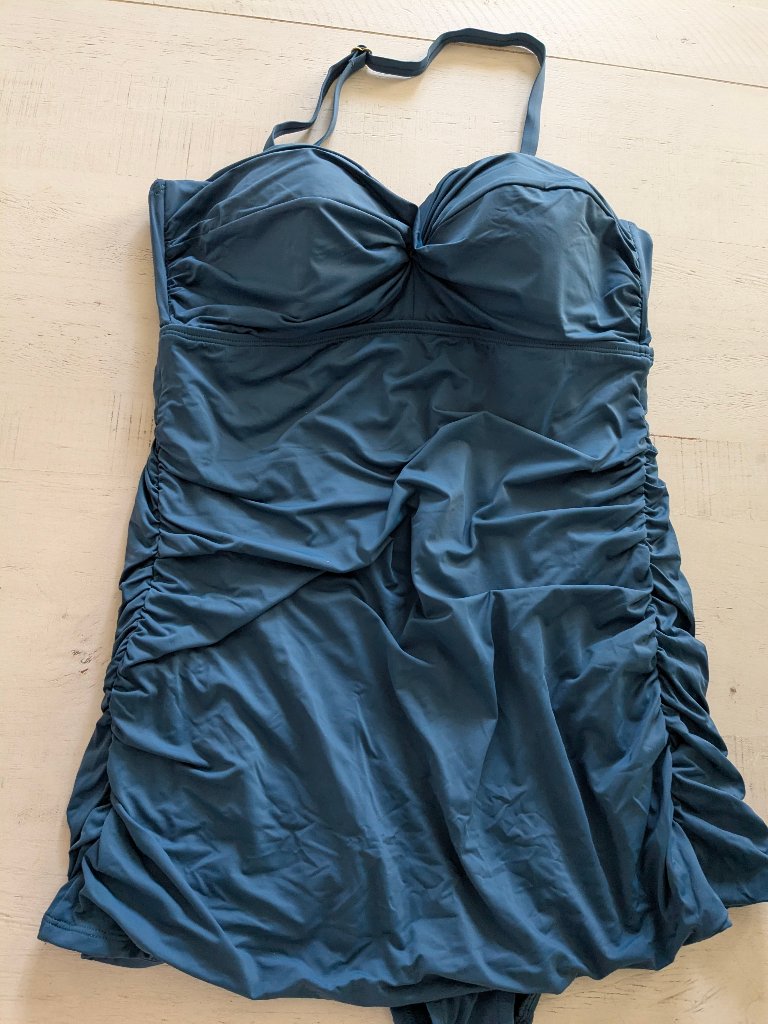 Jantzen Vamp Rusched Removable Straps Swimdress Swimsuit Size 14